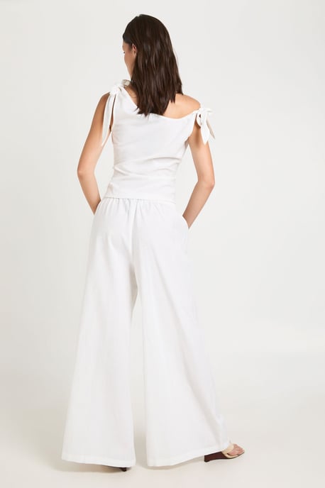 Linen Look Tie Shoulder Top & Extreme Wide Leg Trouser Co-ord - Image 2