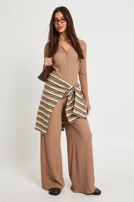 Textured Wide Leg Trouser - Image 1