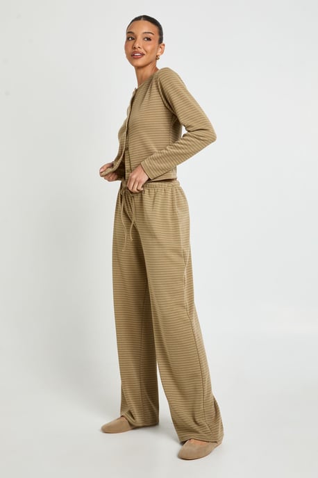 Stripe Minimal Waistband Wide Leg Trousers - Image 1
