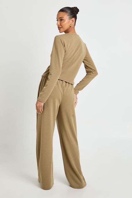 Stripe Minimal Waistband Wide Leg Trousers - Image 2