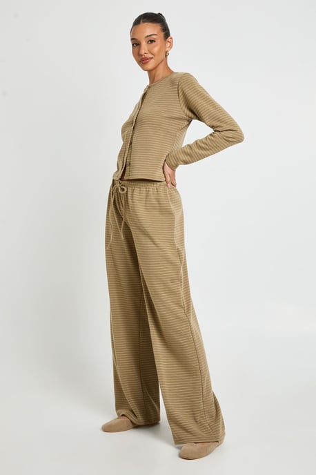 Stripe Minimal Waistband Wide Leg Trousers - Image 3