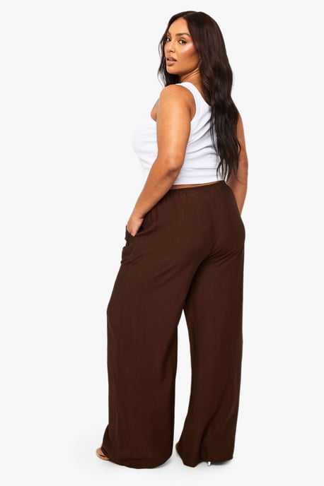 Plus Woven Drawstring Wide Leg Trouser - Image 2