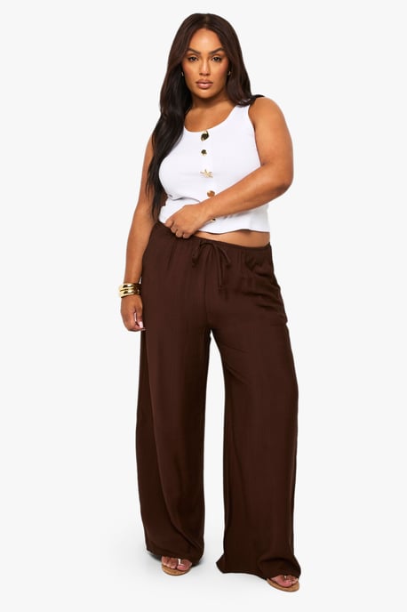 Plus Woven Drawstring Wide Leg Trouser - Image 3
