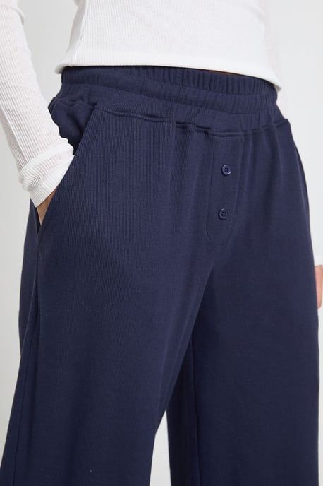 Rib Deep Waistband Wide Leg Trouser - Image 4