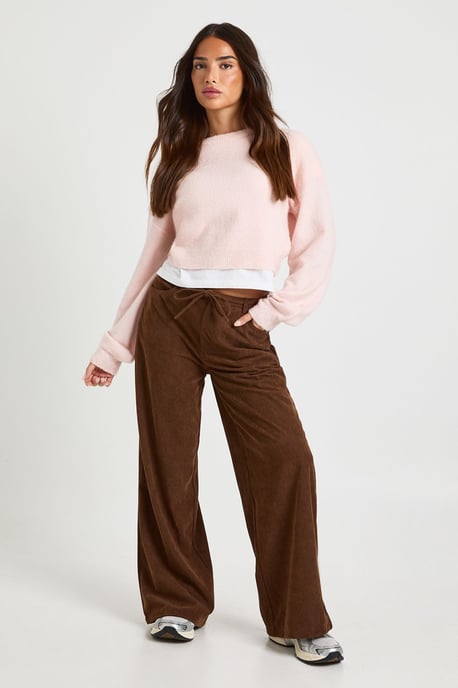Petite Cord Tie Waist Wide Leg Trouser - Image 3