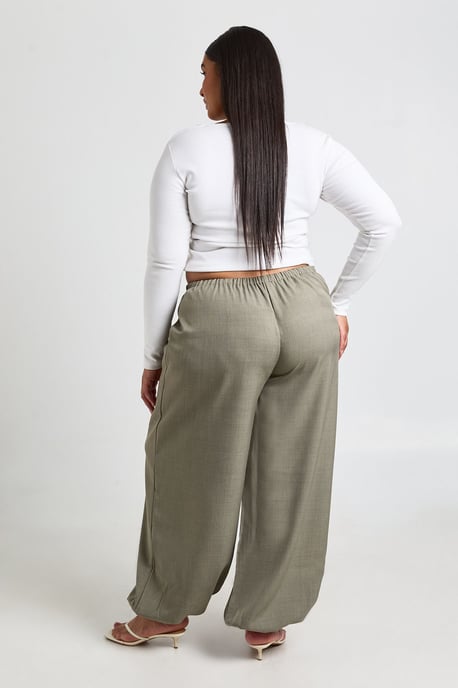 Plus Tie Front Marl Wide Leg Trouser - Image 2