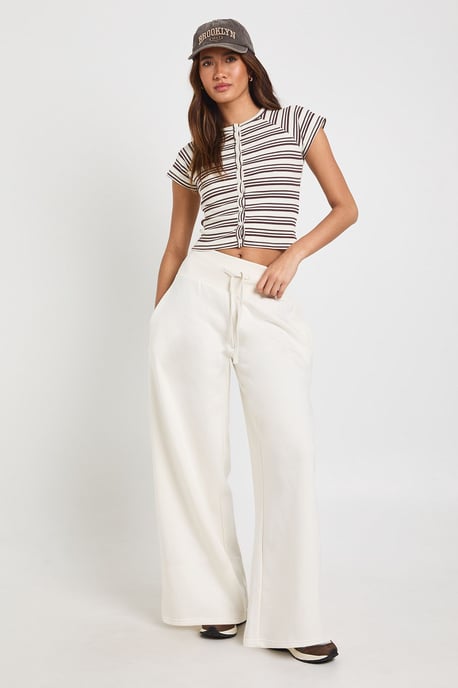 Deep Ribbed Waistband Wide Leg Jogger - Image 1