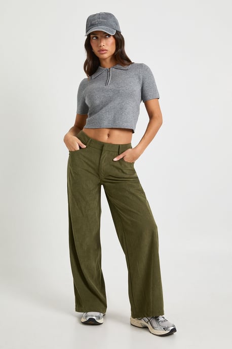 Petite Cord Cinch Waist Wide Leg Trouser - Image 1