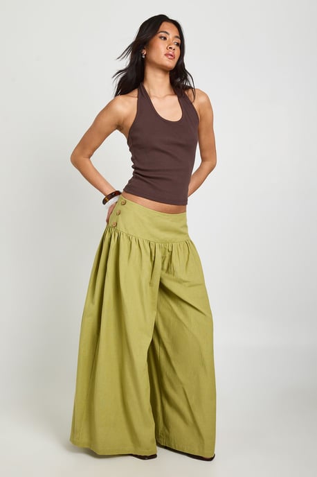 Linen Look Extreme Wide Leg Trousers - Image 3