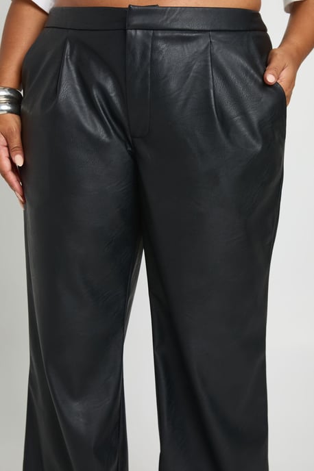 Plus Faux Leather Pleated Wide Leg Trouser - Image 4