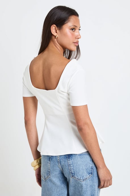 Scoop Neck Short Peplum Top - Image 2