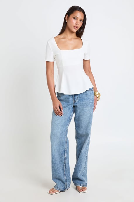 Scoop Neck Short Peplum Top - Image 3
