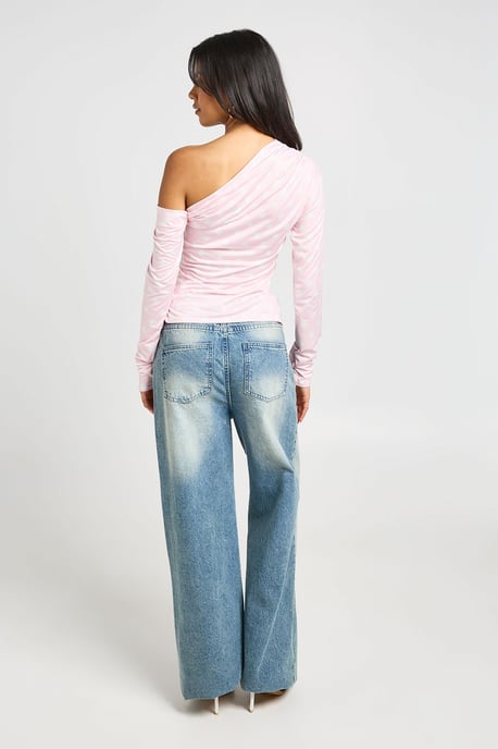 Polka Dot One Shoulder Sleeveless Top - Image 2
