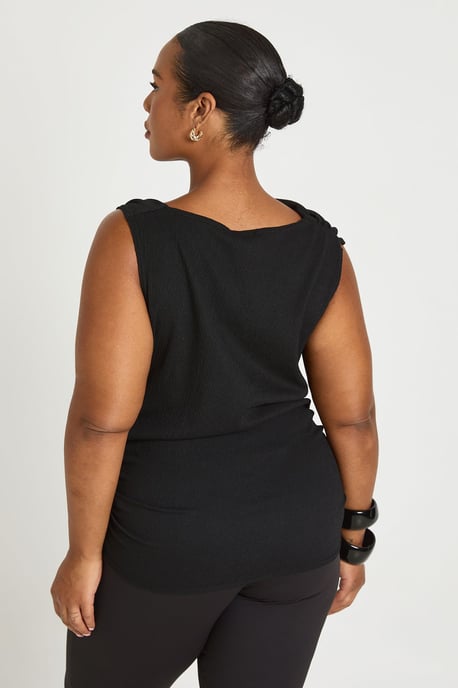 Plus Textured Trim Detail Asymmetric Top - Image 2