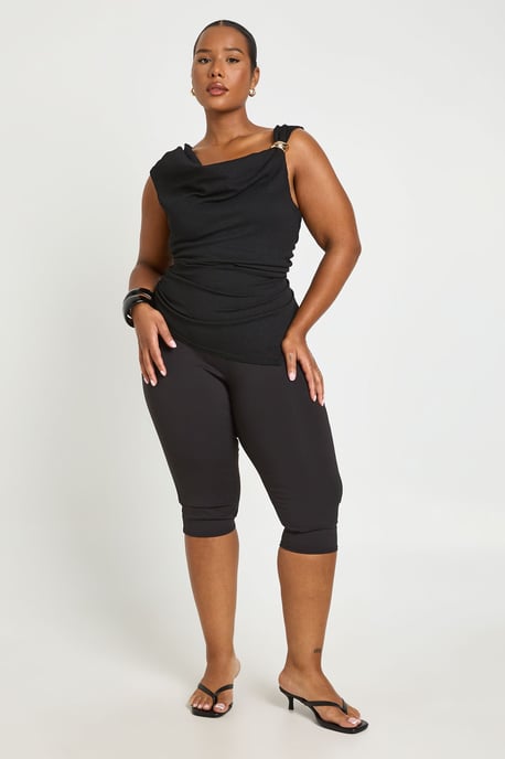 Plus Textured Trim Detail Asymmetric Top - Image 3