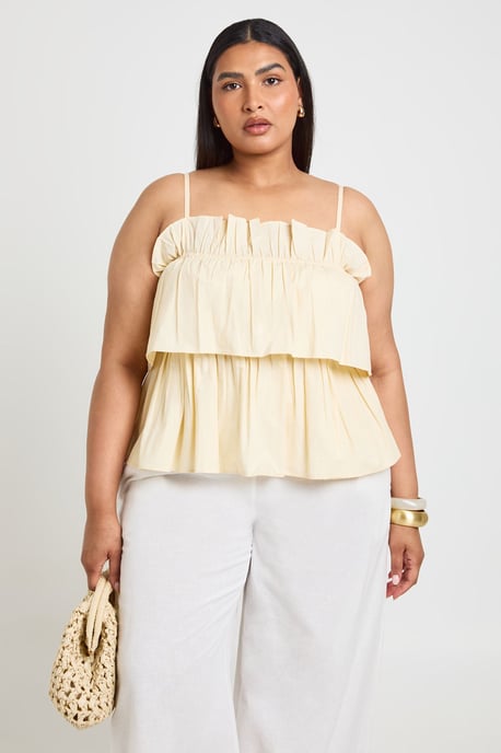 Plus Layered Ruched Poplin Top - Image 3