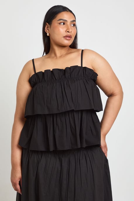 Plus Layered Ruched Poplin Top - Image 1