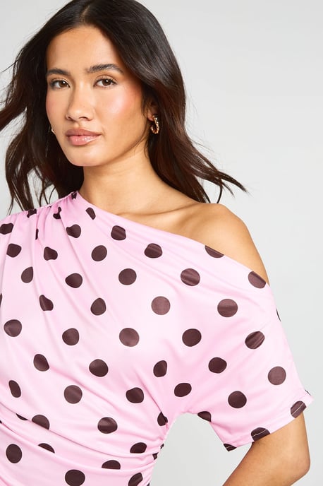 Polka Dot Off The Shoulder Sleeveless T-shirt - Image 4