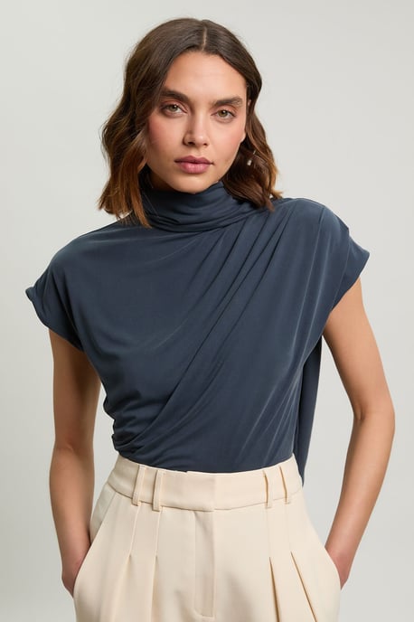 Cowl Neck Tie Detail Jersey Top - Image 1