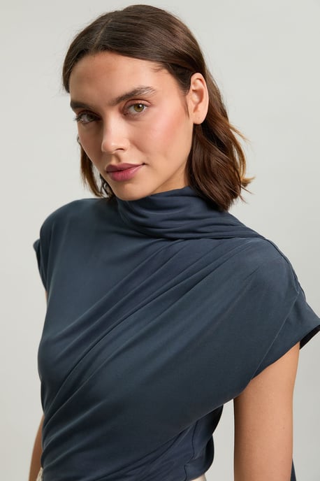 Cowl Neck Tie Detail Jersey Top - Image 3