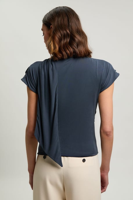 Cowl Neck Tie Detail Jersey Top - Image 4