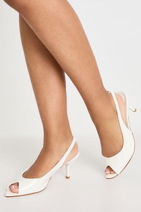 Peep Toe Slingback Heeled Mules - Image 1