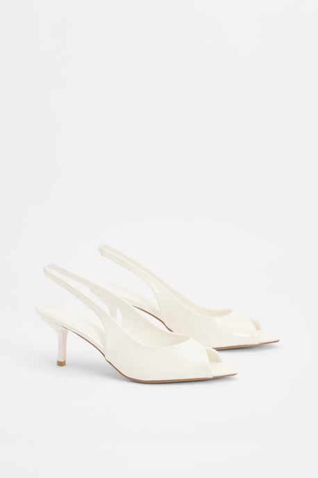 Peep Toe Slingback Heeled Mules - Image 3