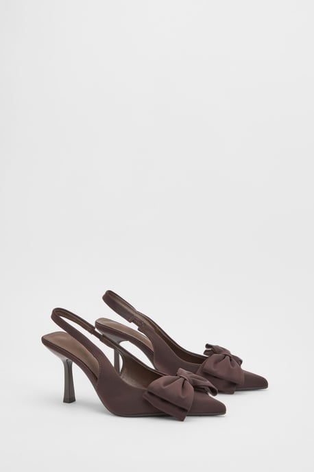 Oversized Bow Detail Slingback High Heels - Image 3
