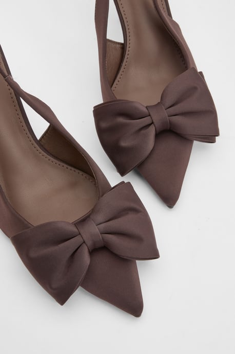 Oversized Bow Detail Slingback High Heels - Image 5