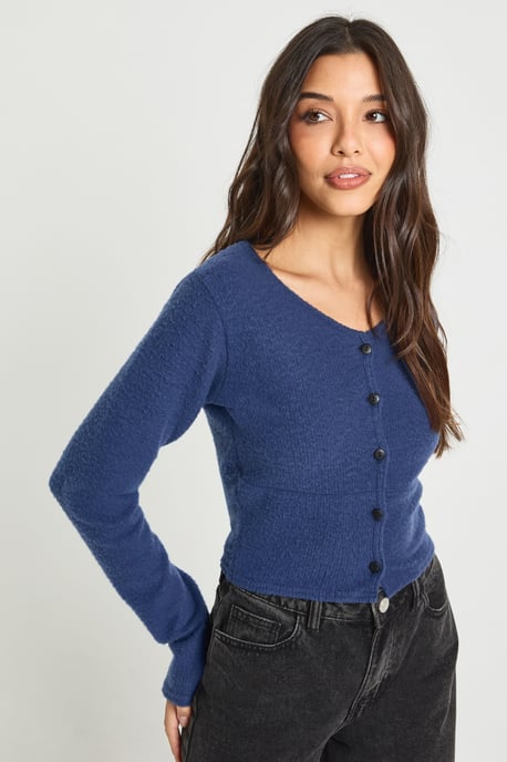 Wool Rib Button Through Cardigan - Image 1