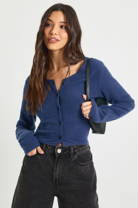 Wool Rib Button Through Cardigan - Image 3