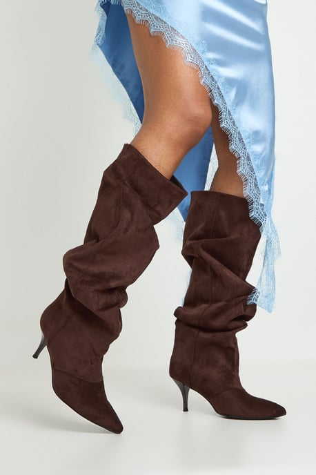 Slouchy Column Knee High Boots - Image 1