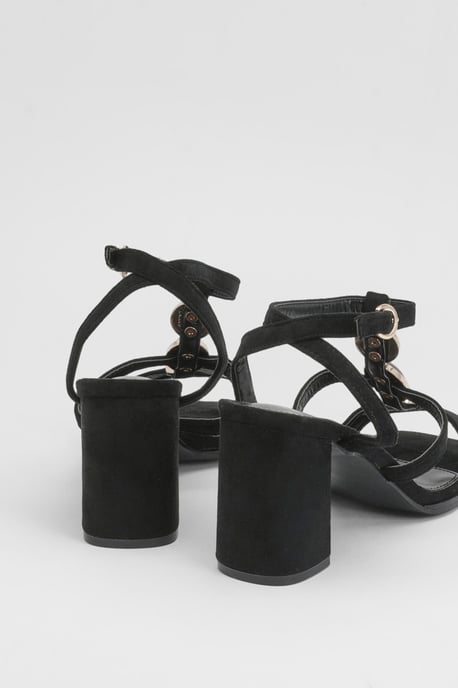 Bead Detail Strappy Low Block Heels - Image 4