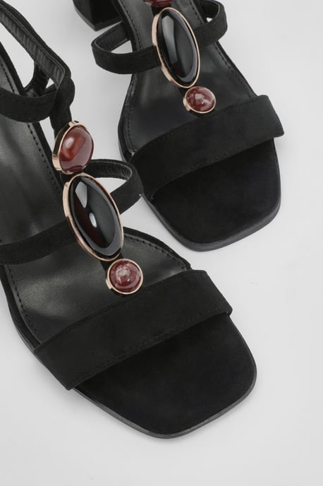 Bead Detail Strappy Low Block Heels - Image 5