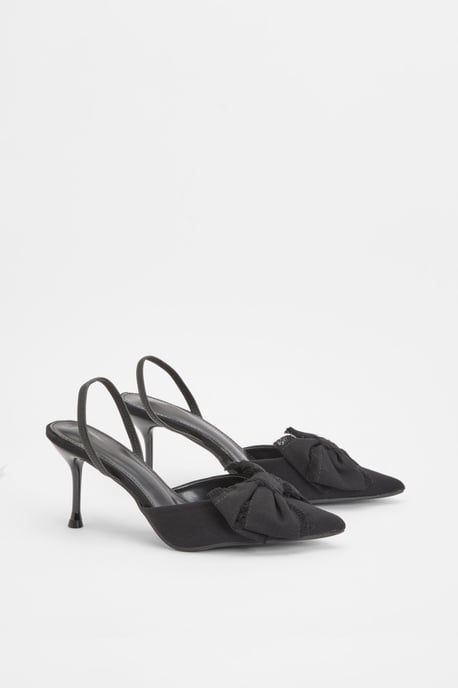 Oversized Bow Detail Slingback Court Shoes - Image 3