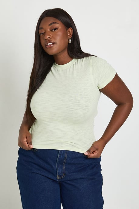 Plus Sheer Slub Baby Tee - Image 1