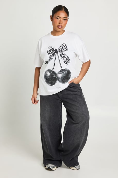 Plus Cherry Leopard Printed T Shirt - Image 3