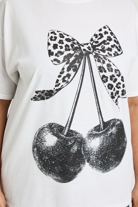 Plus Cherry Leopard Printed T Shirt - Image 4