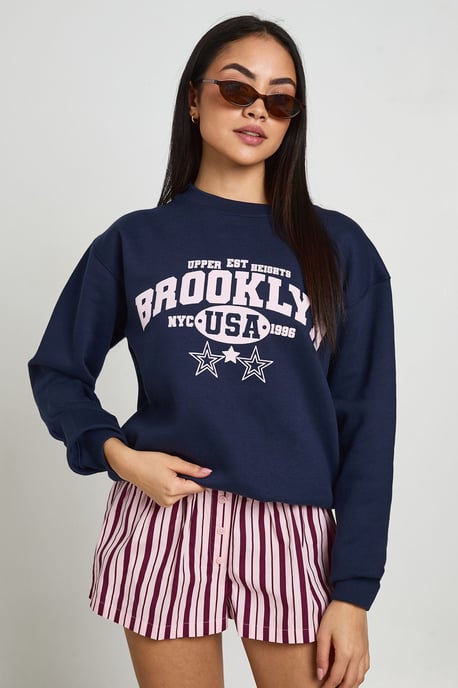Washed Brooklyn Printed Sweatshirt - Image 1