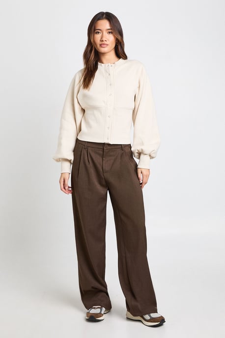 Balloon Sleeve Cinched Waist Popper Sweatshirt - Image 3