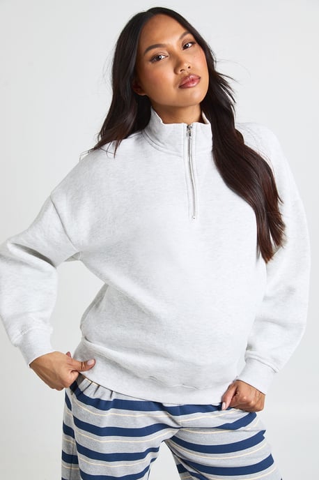 Maternity Oversized Half Zip Sweatshirt - Image 1