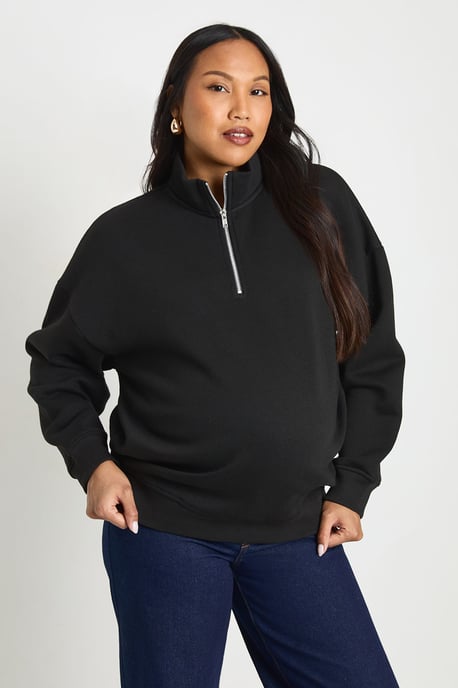 Maternity Oversized Half Zip Sweatshirt - Image 1