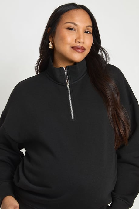 Maternity Oversized Half Zip Sweatshirt - Image 4
