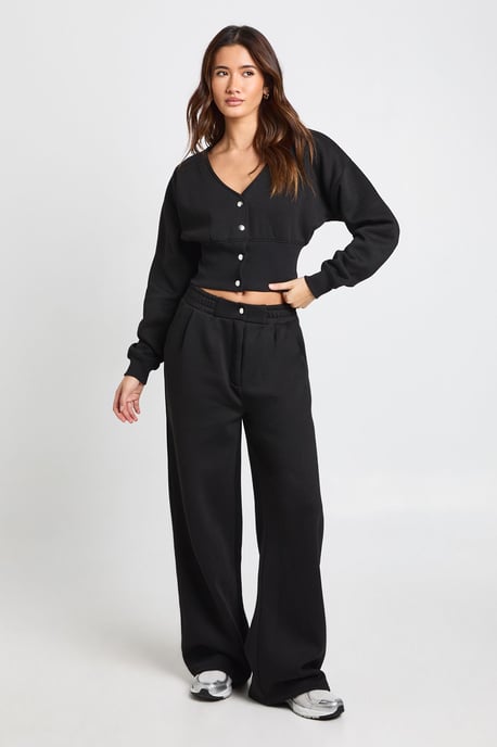 V Neck Deep Hem Sweatshirt And Tailored Jogger Tracksuit - Image 1
