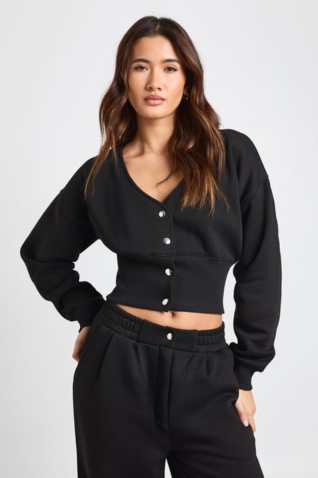 V Neck Deep Hem Sweatshirt And Tailored Jogger Tracksuit - Image 3