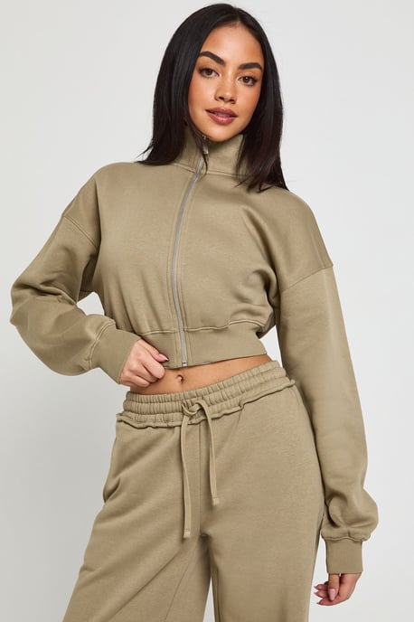 Fitted Funnel Neck Sweatshirt And Straight Leg Jogger Tracksuit - Image 4