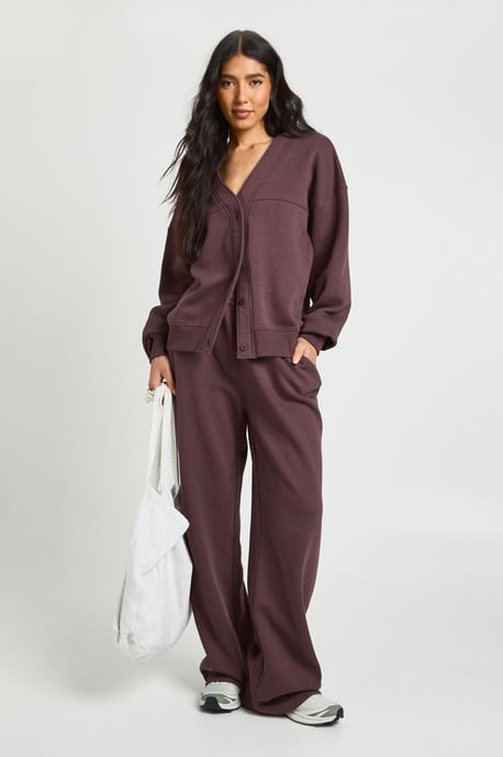 Tall Button Through Cardigan Sweatshirt And Straight Leg Jogger Tracksuit - Image 1