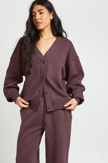 Tall Button Through Cardigan Sweatshirt And Straight Leg Jogger Tracksuit - Image 3