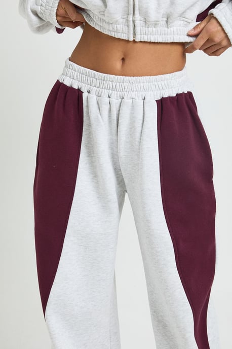 Petite Contrast Panel Zip Through Hoodie Wide Leg Jogger Tracksuit - Image 4