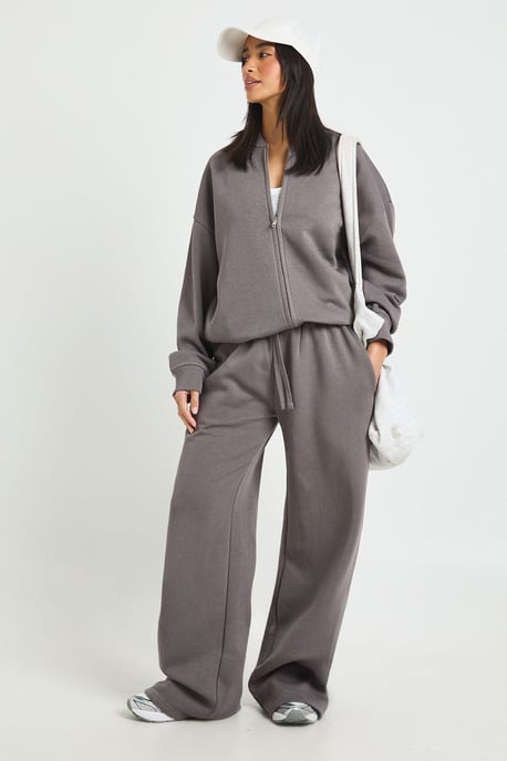 Petite Bomber Jacket Wide Leg Jogger Tracksuit - Image 1